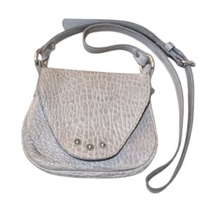 Vin Baker Genuine Grey Leather Crossbody Purse